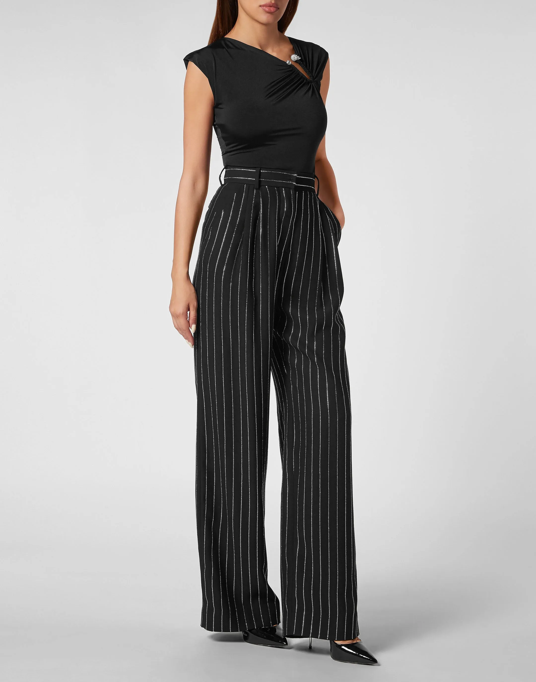Cady Trousers Man Fit Crystal Pinstripe