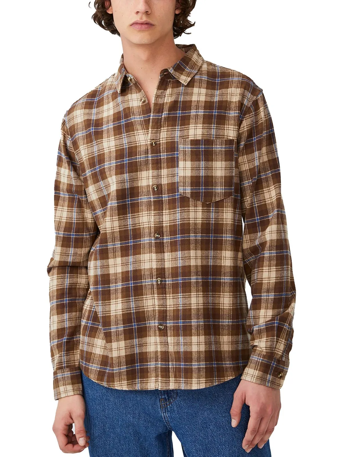 Camden Mens Plaid Collared Button-Down Shirt