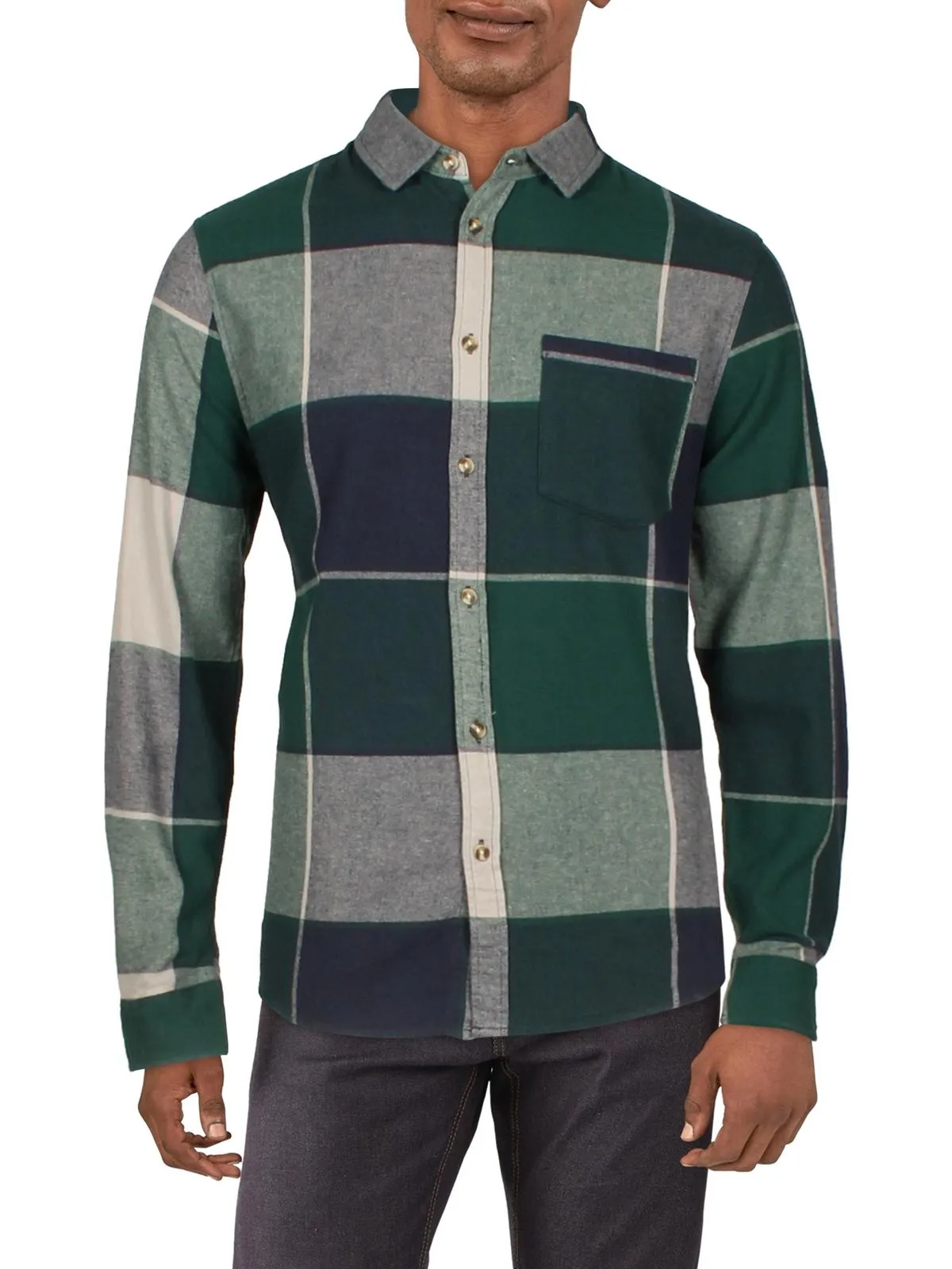 Camden Mens Plaid Collared Button-Down Shirt
