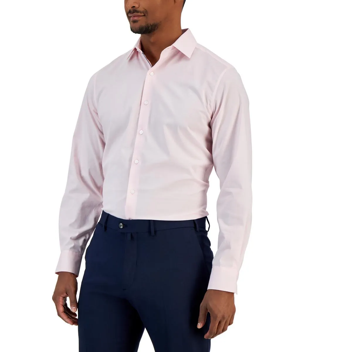 Chambray  Mens Solid Stretch Button-Down Shirt