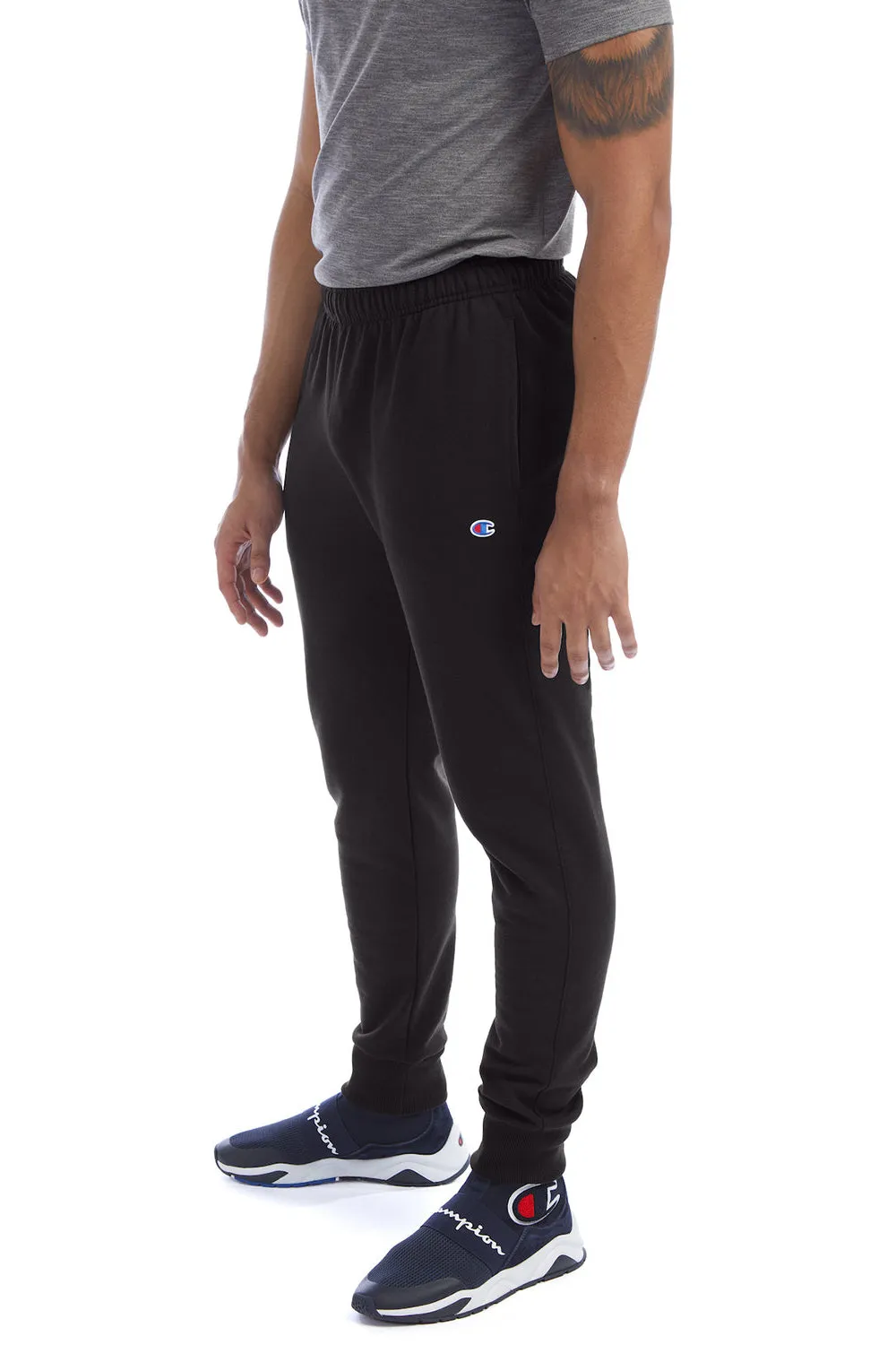 Champion Mens Power blend Fleece Jogger Sweatpants w/ Pockets - Black