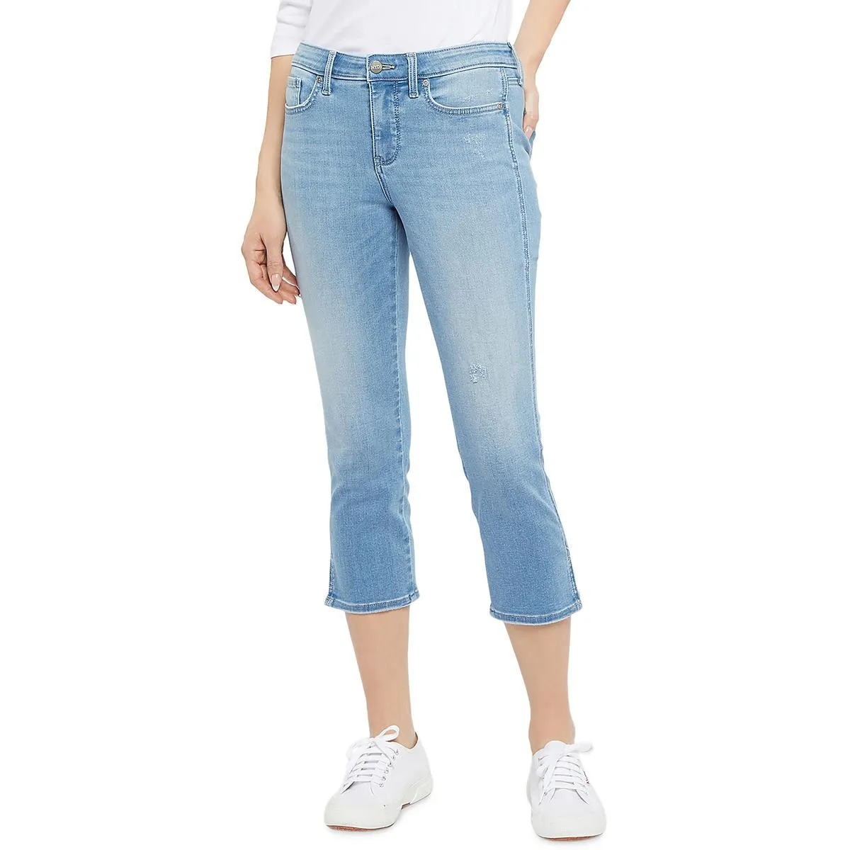 Chloe Womens Mid Rise Split Hem Capri Jeans