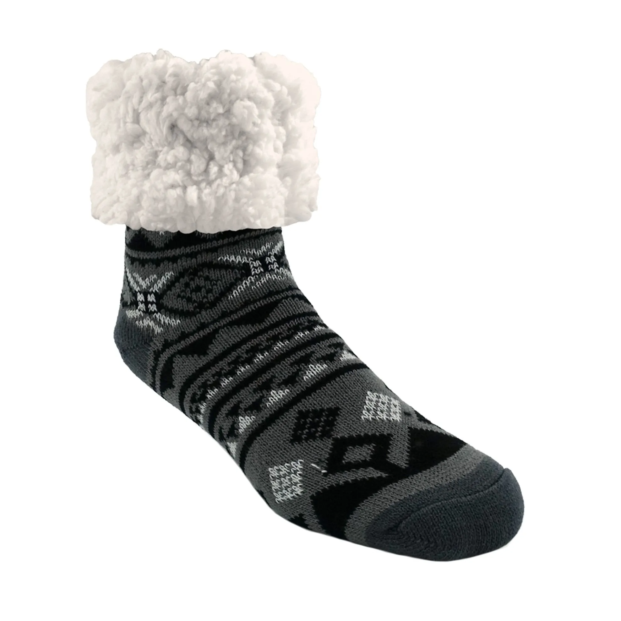 Classic Black Geo - Large Size Pudus Slipper Socks