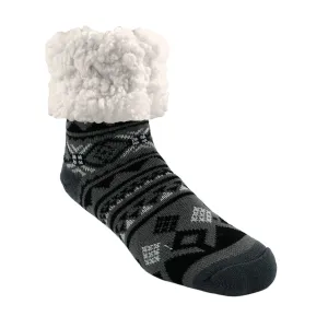 Classic Black Geo - Large Size Pudus Slipper Socks
