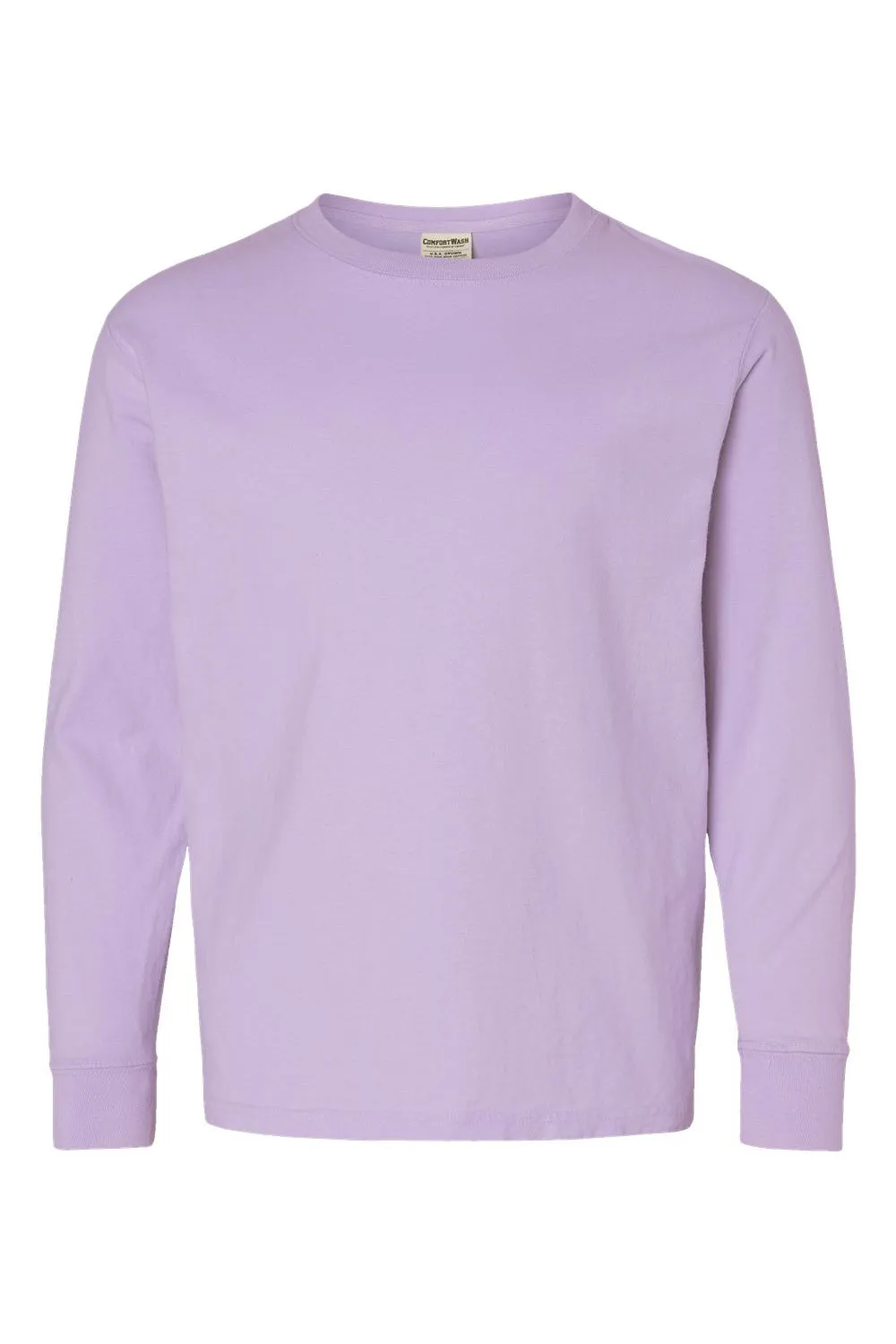 ComfortWash By Hanes Youth Garment Dyed Long Sleeve Crewneck T-Shirt - Future Lavender Purple