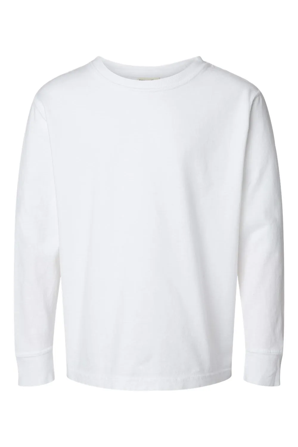 ComfortWash By Hanes Youth Garment Dyed Long Sleeve Crewneck T-Shirt - White