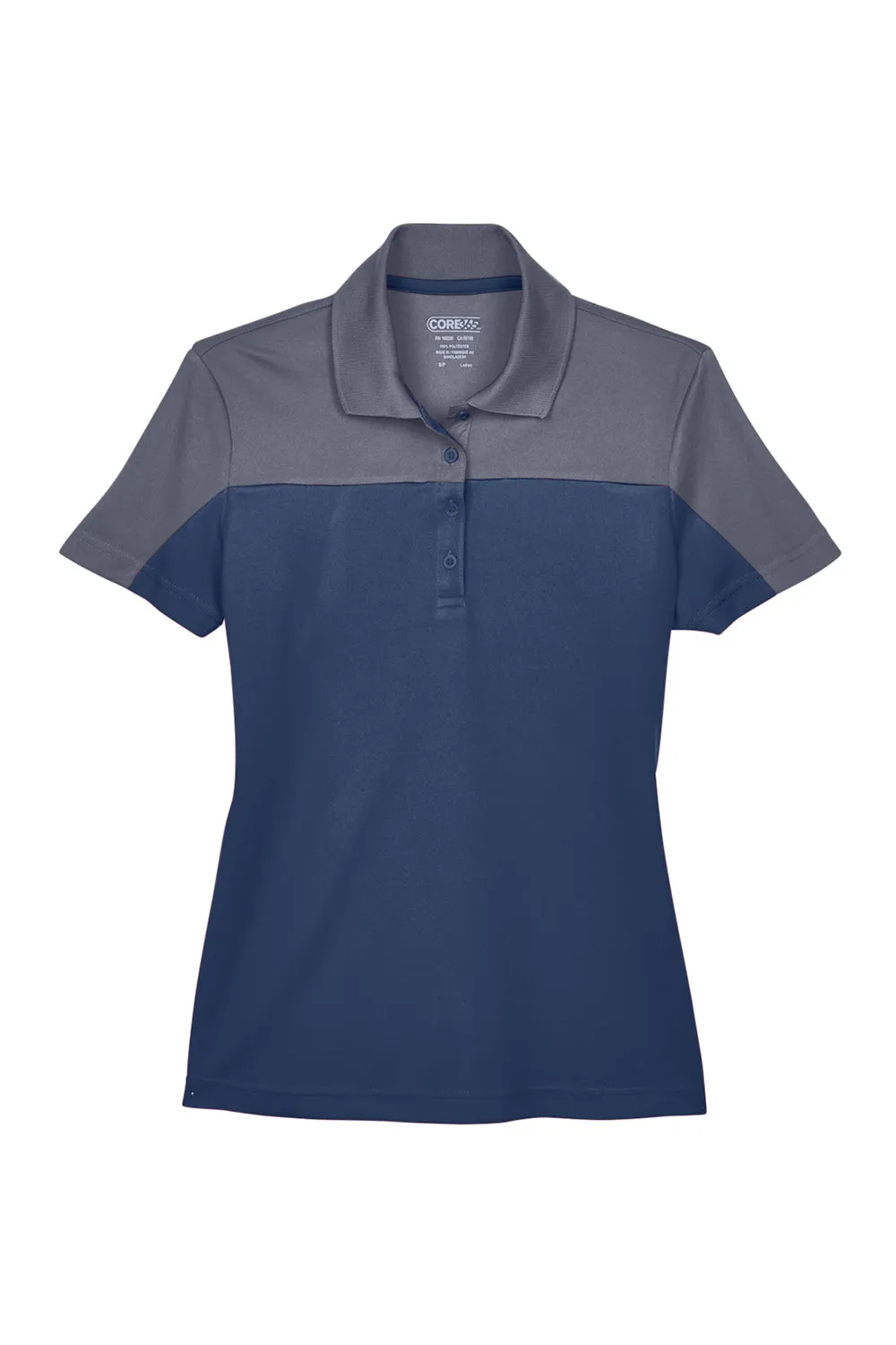 Core 365 Womens Balance Performance Moisture Wicking Short Sleeve Polo Shirt - Classic Navy Blue/Carbon Grey