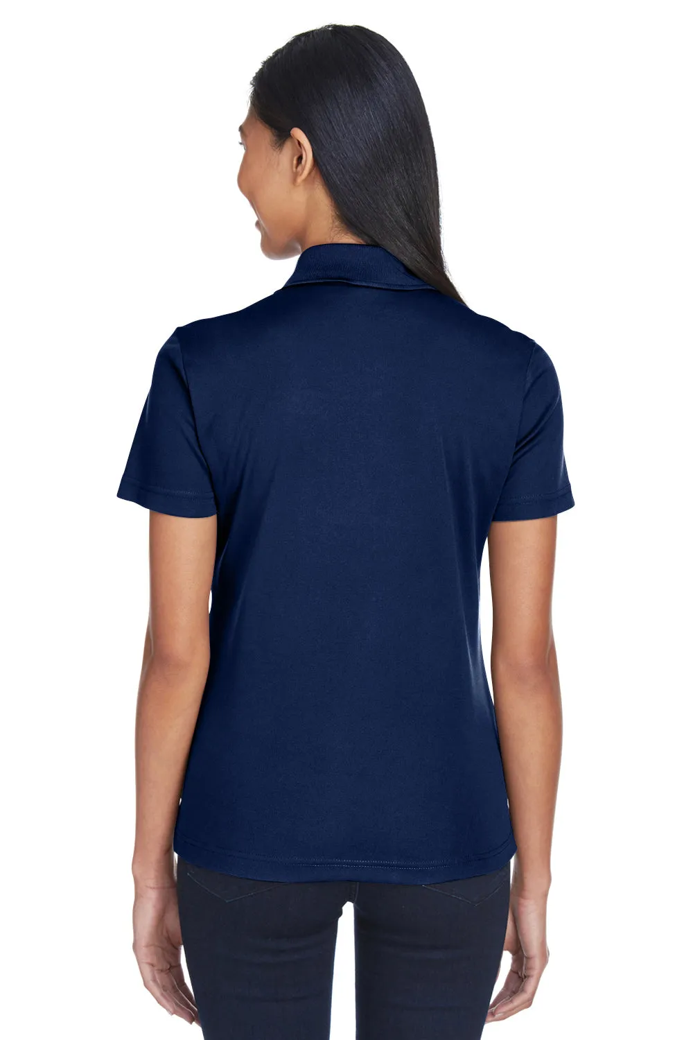 Core 365 Womens Balance Performance Moisture Wicking Short Sleeve Polo Shirt - Electric Blue/Classic Navy Blue