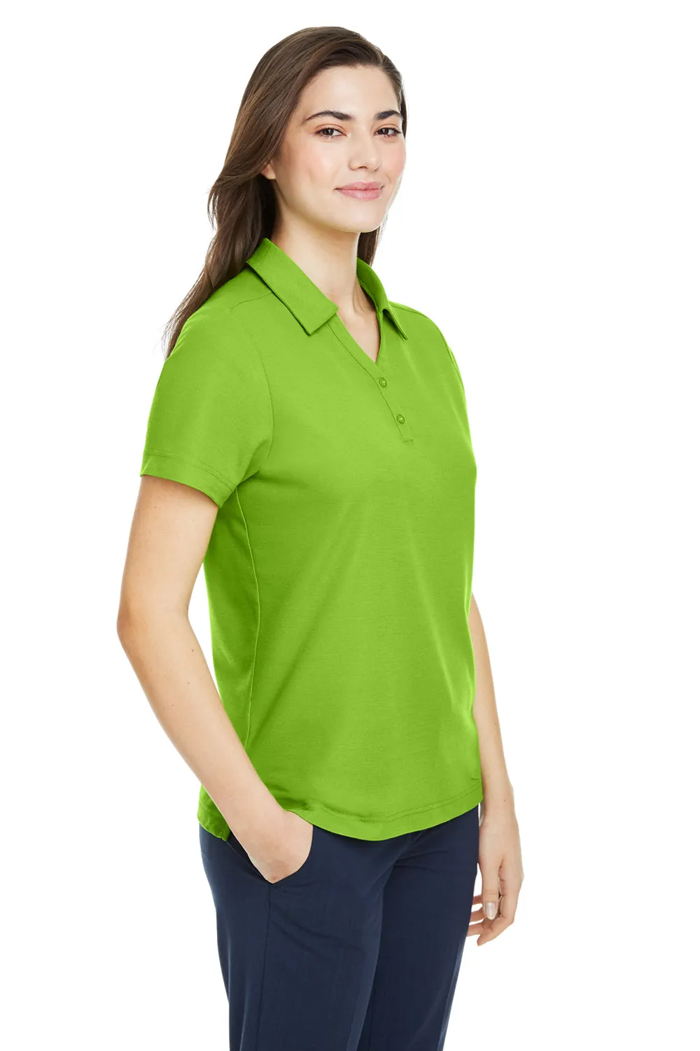Core 365 Womens Fusion ChromaSoft Performance Moisture Wicking Pique Short Sleeve Polo Shirt - Acid Green