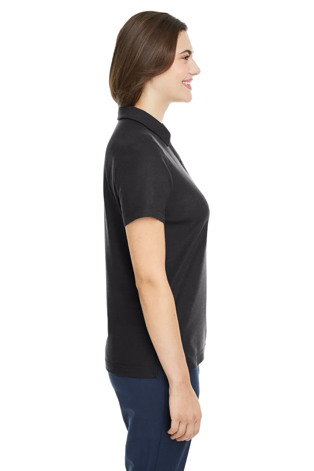 Core 365 Womens Fusion ChromaSoft Performance Moisture Wicking Pique Short Sleeve Polo Shirt - Black
