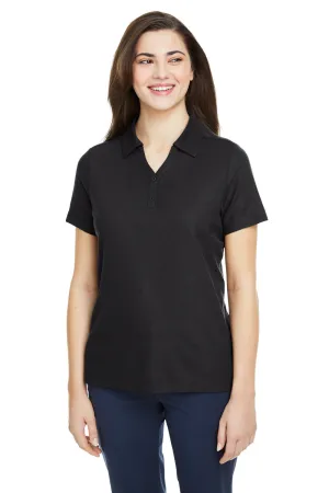 Core 365 Womens Fusion ChromaSoft Performance Moisture Wicking Pique Short Sleeve Polo Shirt - Black