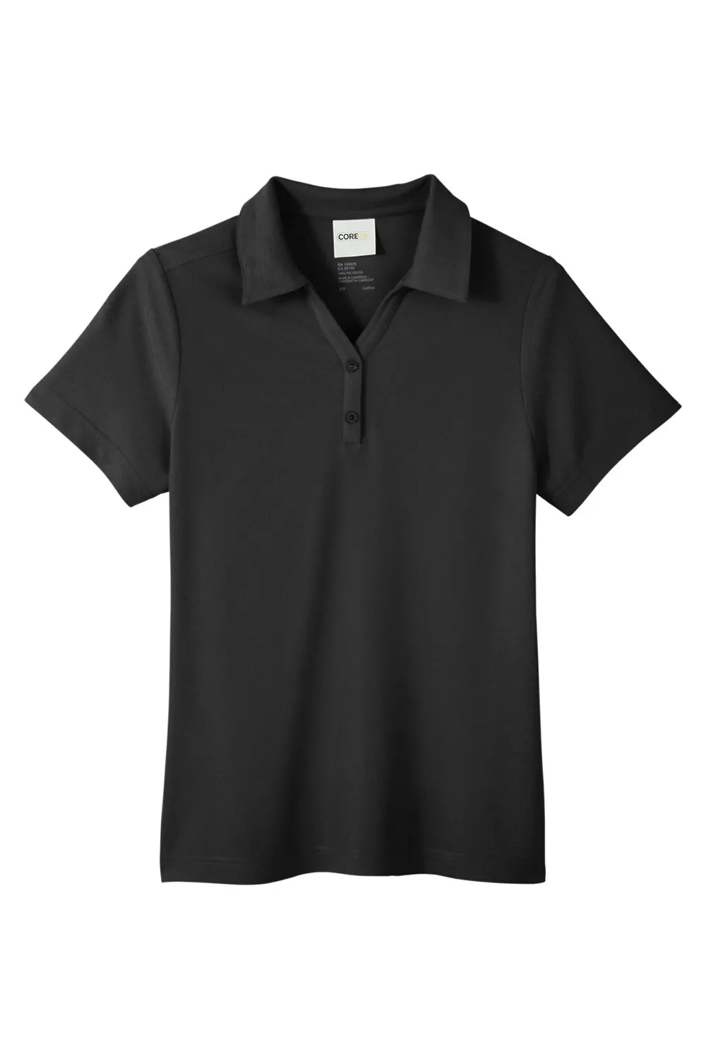 Core 365 Womens Fusion ChromaSoft Performance Moisture Wicking Pique Short Sleeve Polo Shirt - Black