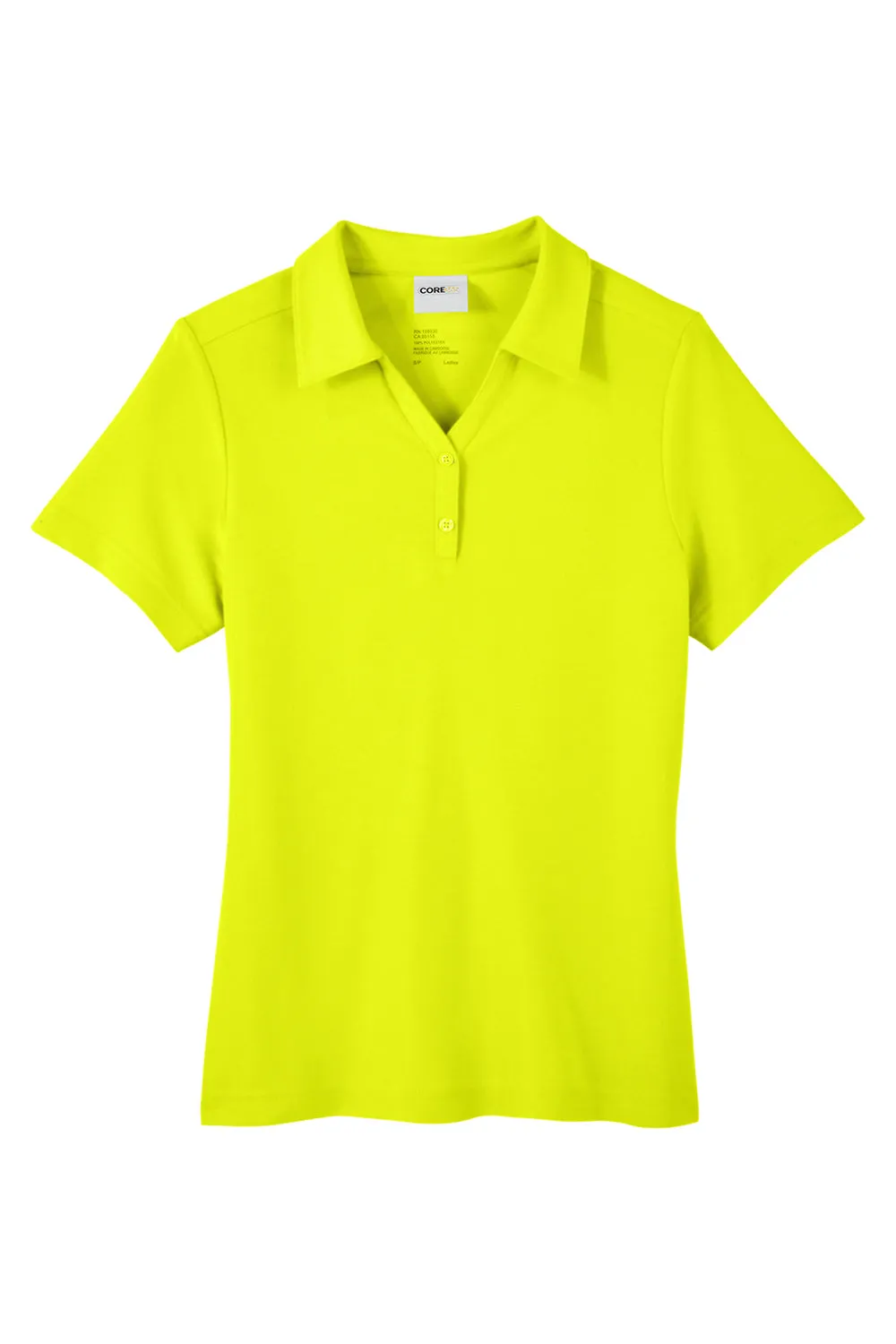 Core 365 Womens Fusion ChromaSoft Performance Moisture Wicking Pique Short Sleeve Polo Shirt - Safety Yellow