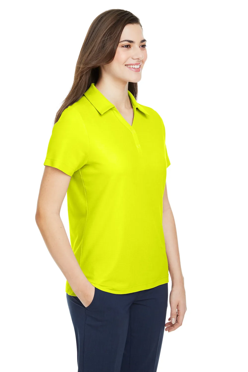 Core 365 Womens Fusion ChromaSoft Performance Moisture Wicking Pique Short Sleeve Polo Shirt - Safety Yellow