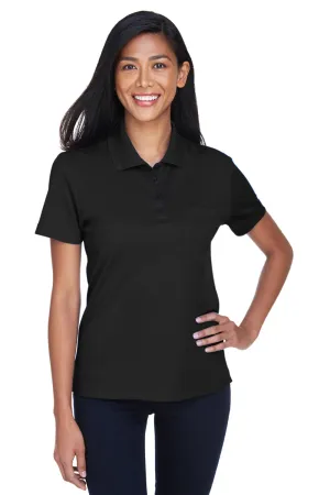 Core 365 Womens Origin Performance Moisture Wicking Short Sleeve Polo Shirt w/ Pocket - Black