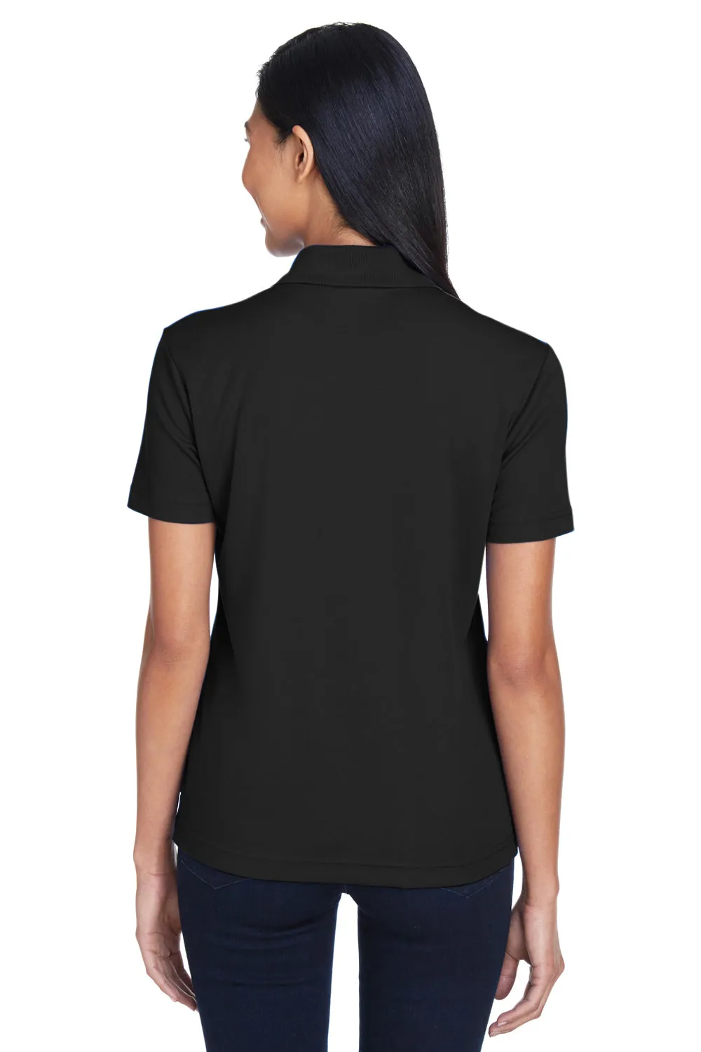 Core 365 Womens Origin Performance Moisture Wicking Short Sleeve Polo Shirt w/ Pocket - Black