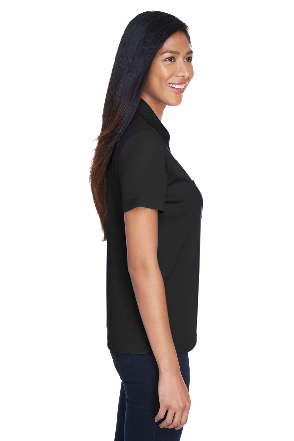 Core 365 Womens Origin Performance Moisture Wicking Short Sleeve Polo Shirt w/ Pocket - Black