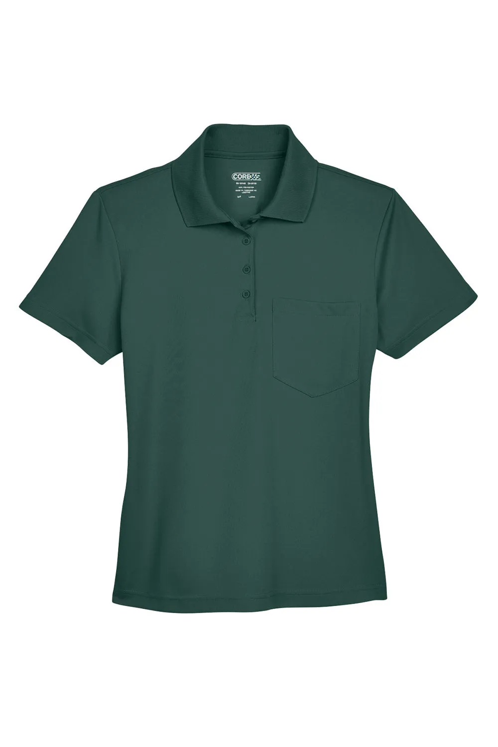 Core 365 Womens Origin Performance Moisture Wicking Short Sleeve Polo Shirt w/ Pocket - Forest Green