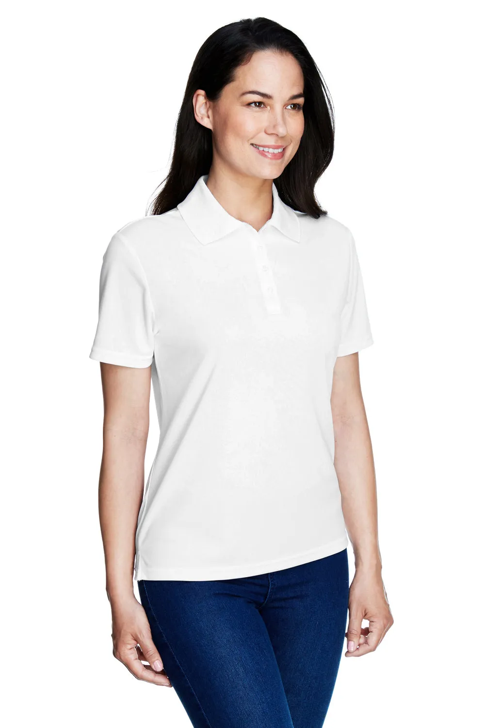 Core 365 Womens Origin Performance Moisture Wicking Short Sleeve Polo Shirt - White