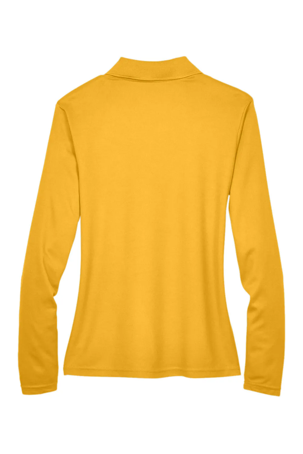 Core 365 Womens Pinnacle Performance Moisture Wicking Long Sleeve Polo Shirt - Campus Gold