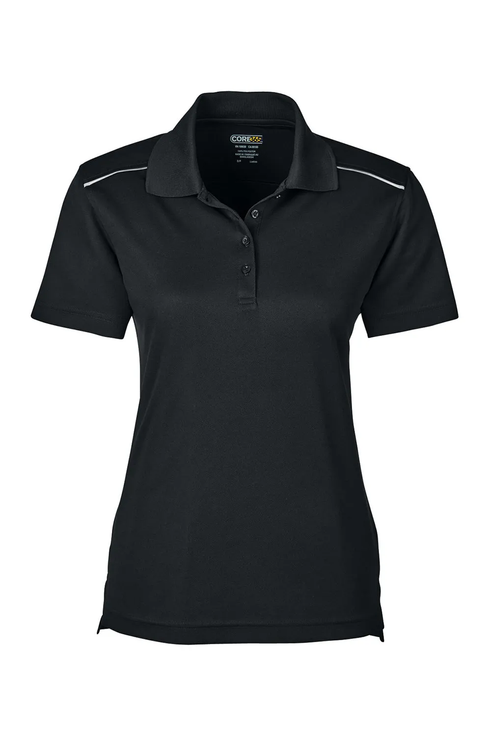 Core 365 Womens Radiant Performance Moisture Wicking Short Sleeve Polo Shirt - Black