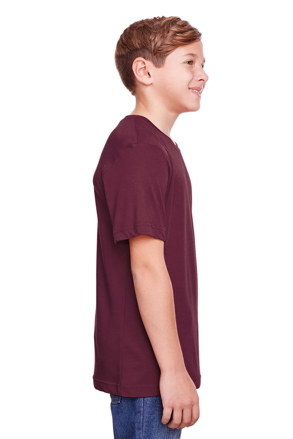 Core 365 Youth Fusion ChromaSoft Performance Moisture Wicking Short Sleeve Crewneck T-Shirt - Burgundy