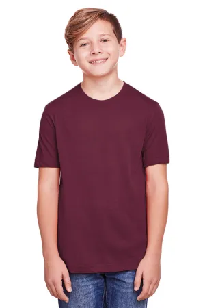 Core 365 Youth Fusion ChromaSoft Performance Moisture Wicking Short Sleeve Crewneck T-Shirt - Burgundy