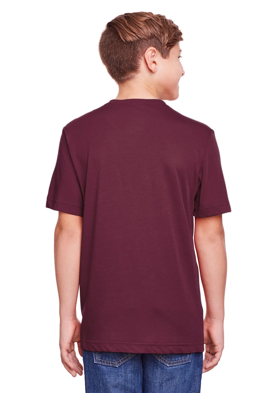 Core 365 Youth Fusion ChromaSoft Performance Moisture Wicking Short Sleeve Crewneck T-Shirt - Burgundy
