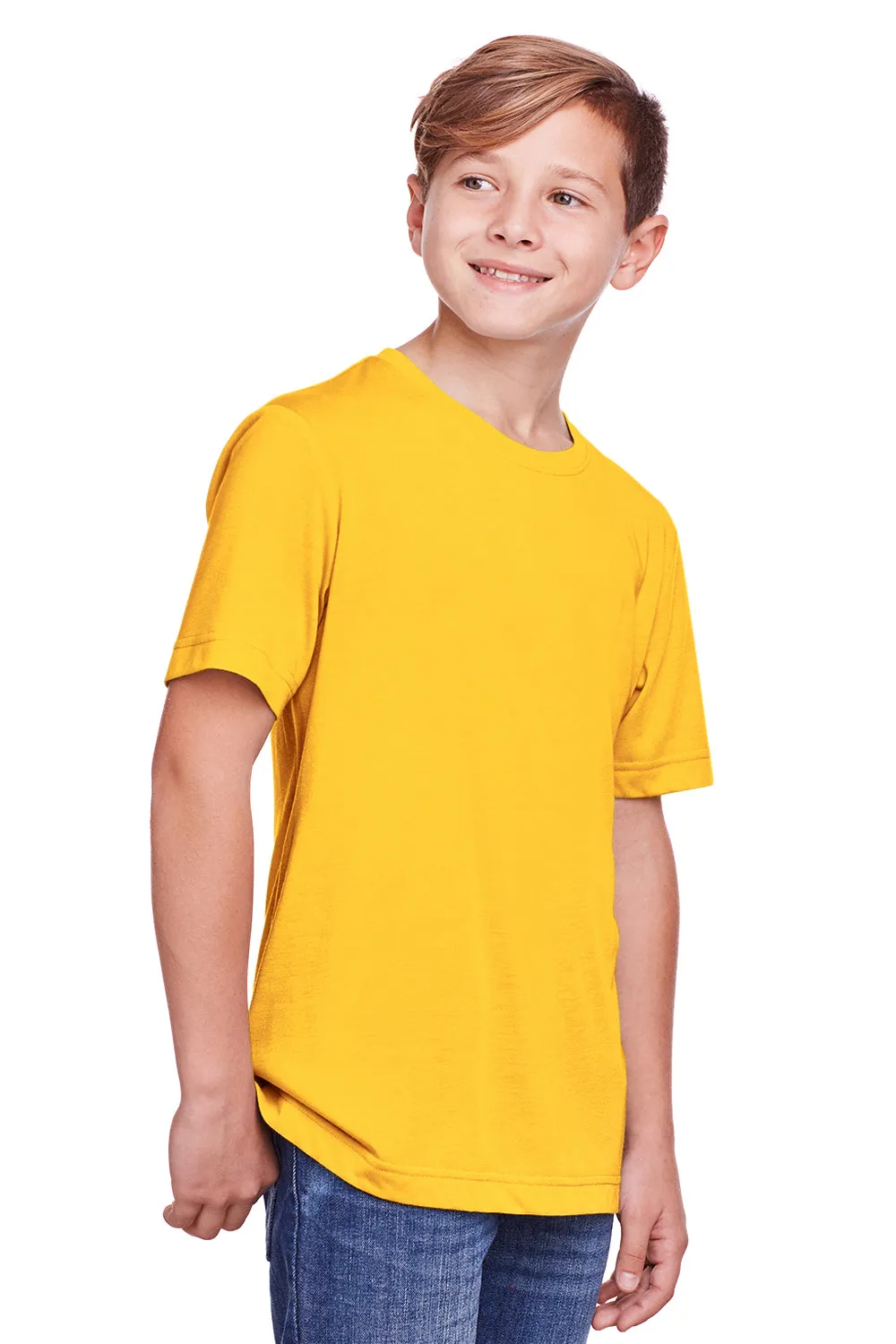 Core 365 Youth Fusion ChromaSoft Performance Moisture Wicking Short Sleeve Crewneck T-Shirt - Campus Gold