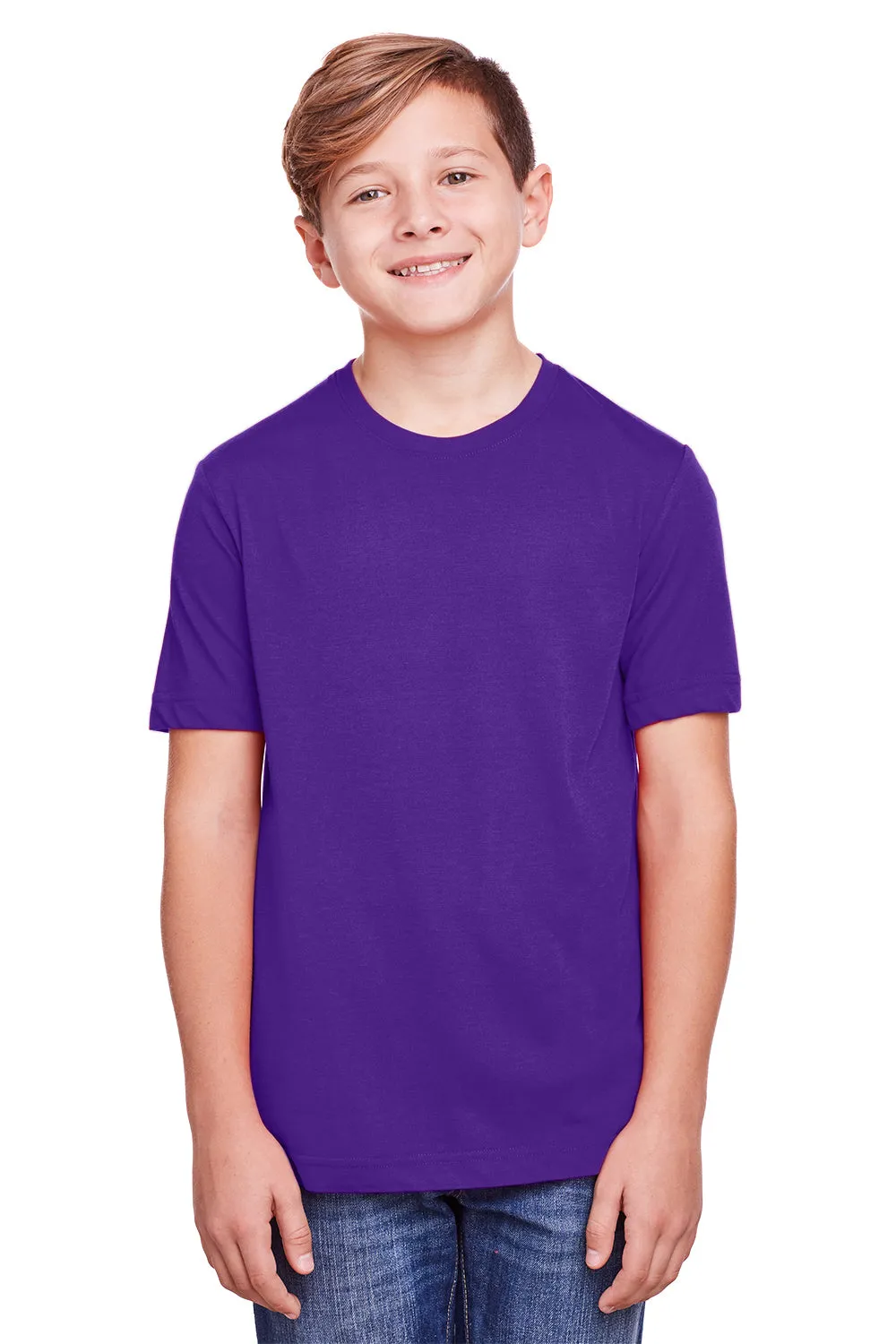 Core 365 Youth Fusion ChromaSoft Performance Moisture Wicking Short Sleeve Crewneck T-Shirt - Campus Purple