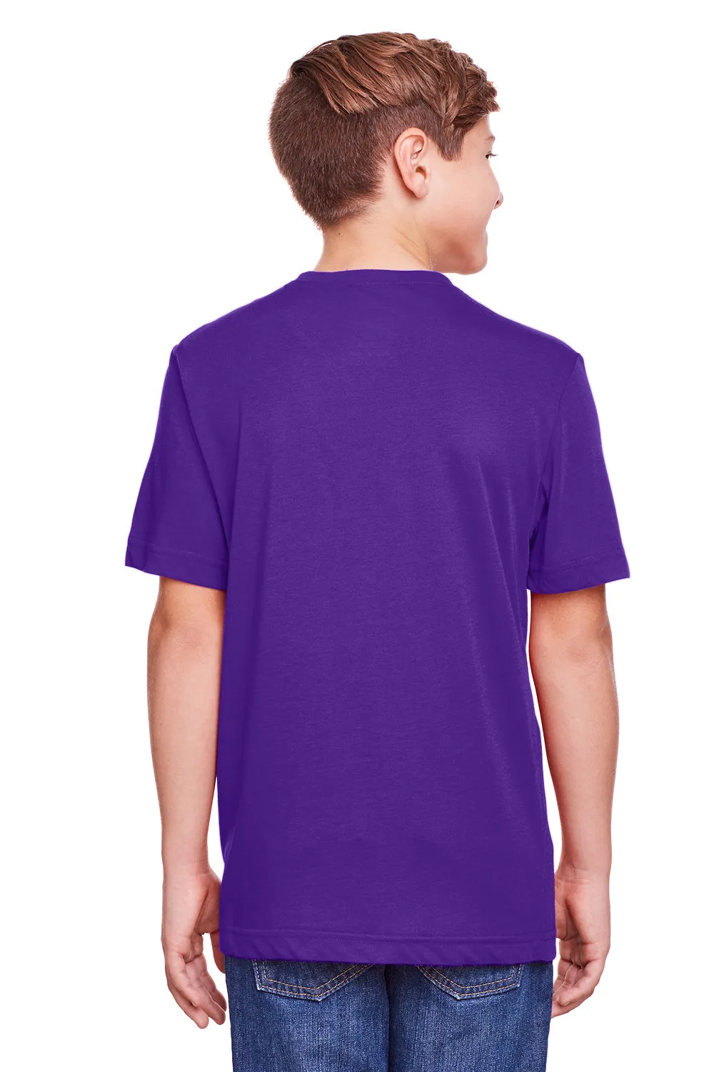 Core 365 Youth Fusion ChromaSoft Performance Moisture Wicking Short Sleeve Crewneck T-Shirt - Campus Purple
