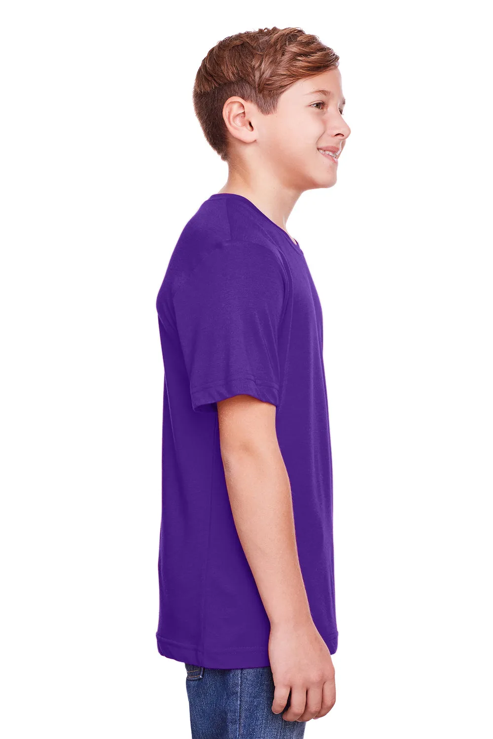 Core 365 Youth Fusion ChromaSoft Performance Moisture Wicking Short Sleeve Crewneck T-Shirt - Campus Purple