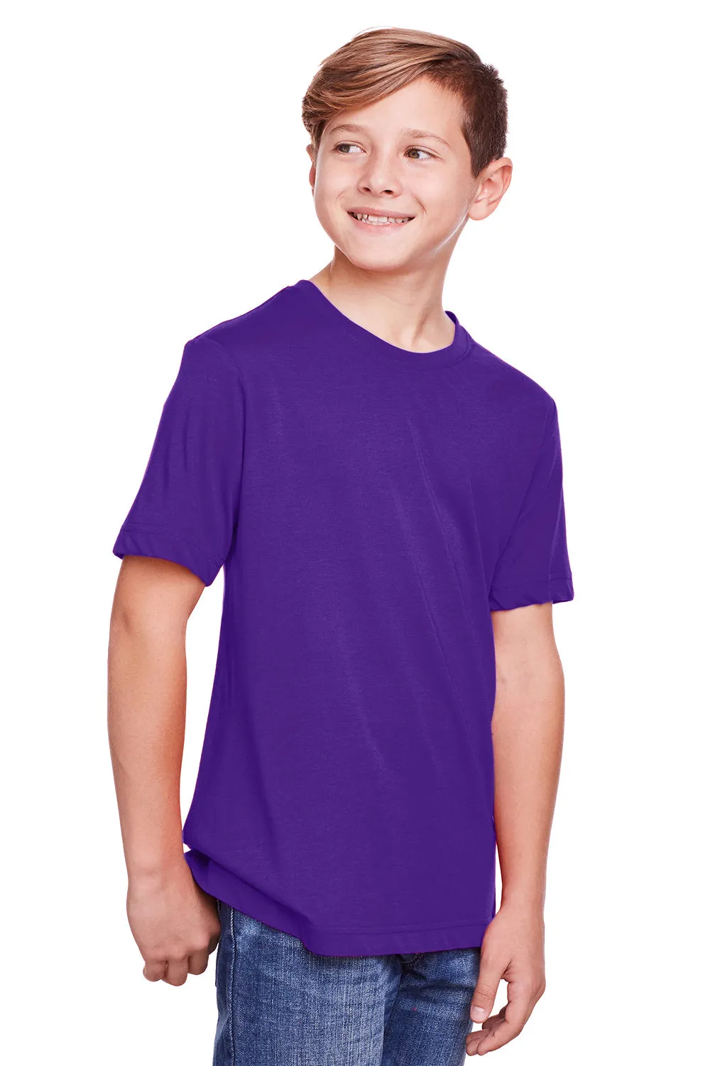 Core 365 Youth Fusion ChromaSoft Performance Moisture Wicking Short Sleeve Crewneck T-Shirt - Campus Purple