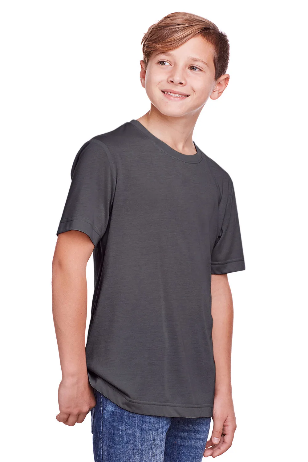 Core 365 Youth Fusion ChromaSoft Performance Moisture Wicking Short Sleeve Crewneck T-Shirt - Carbon Grey