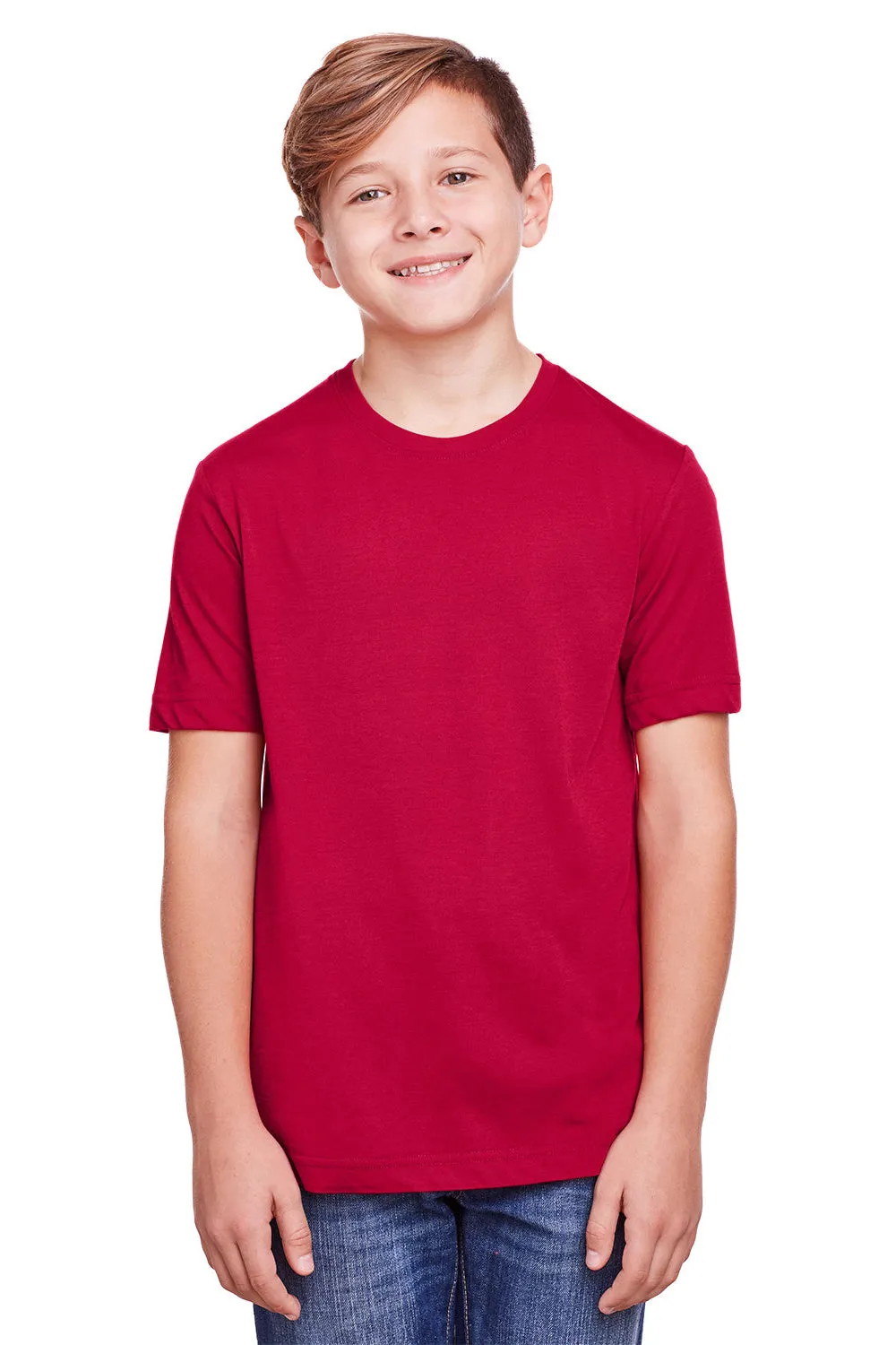 Core 365 Youth Fusion ChromaSoft Performance Moisture Wicking Short Sleeve Crewneck T-Shirt - Classic Red