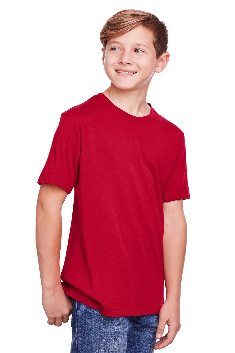 Core 365 Youth Fusion ChromaSoft Performance Moisture Wicking Short Sleeve Crewneck T-Shirt - Classic Red