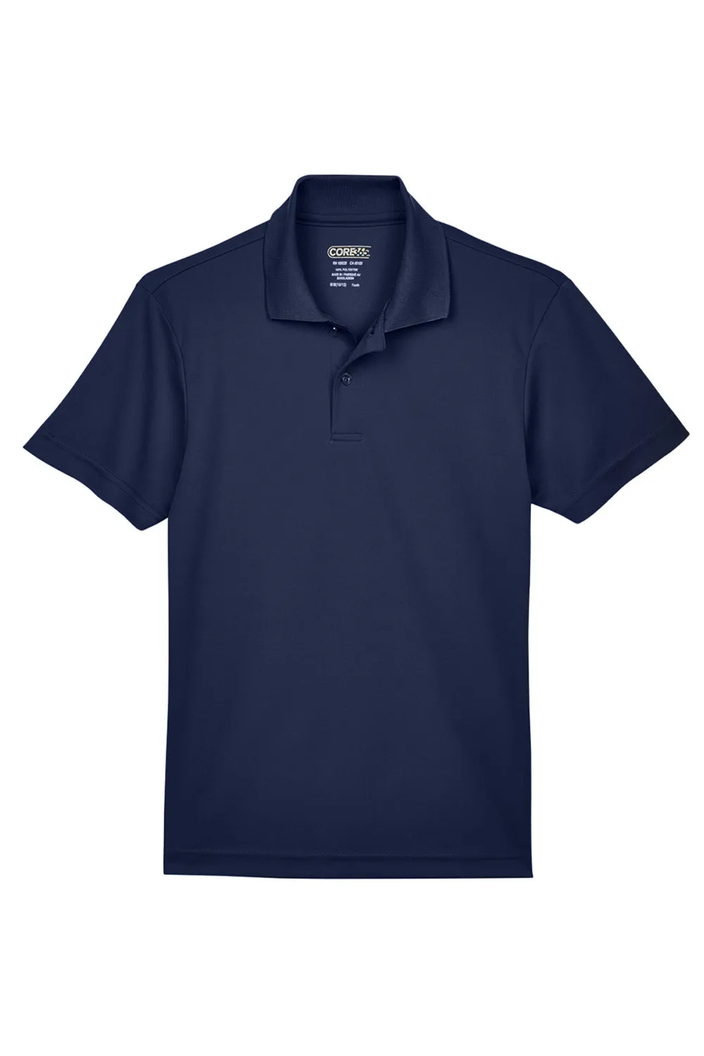 Core 365 Youth Origin Performance Moisture Wicking Short Sleeve Polo Shirt - Classic Navy Blue