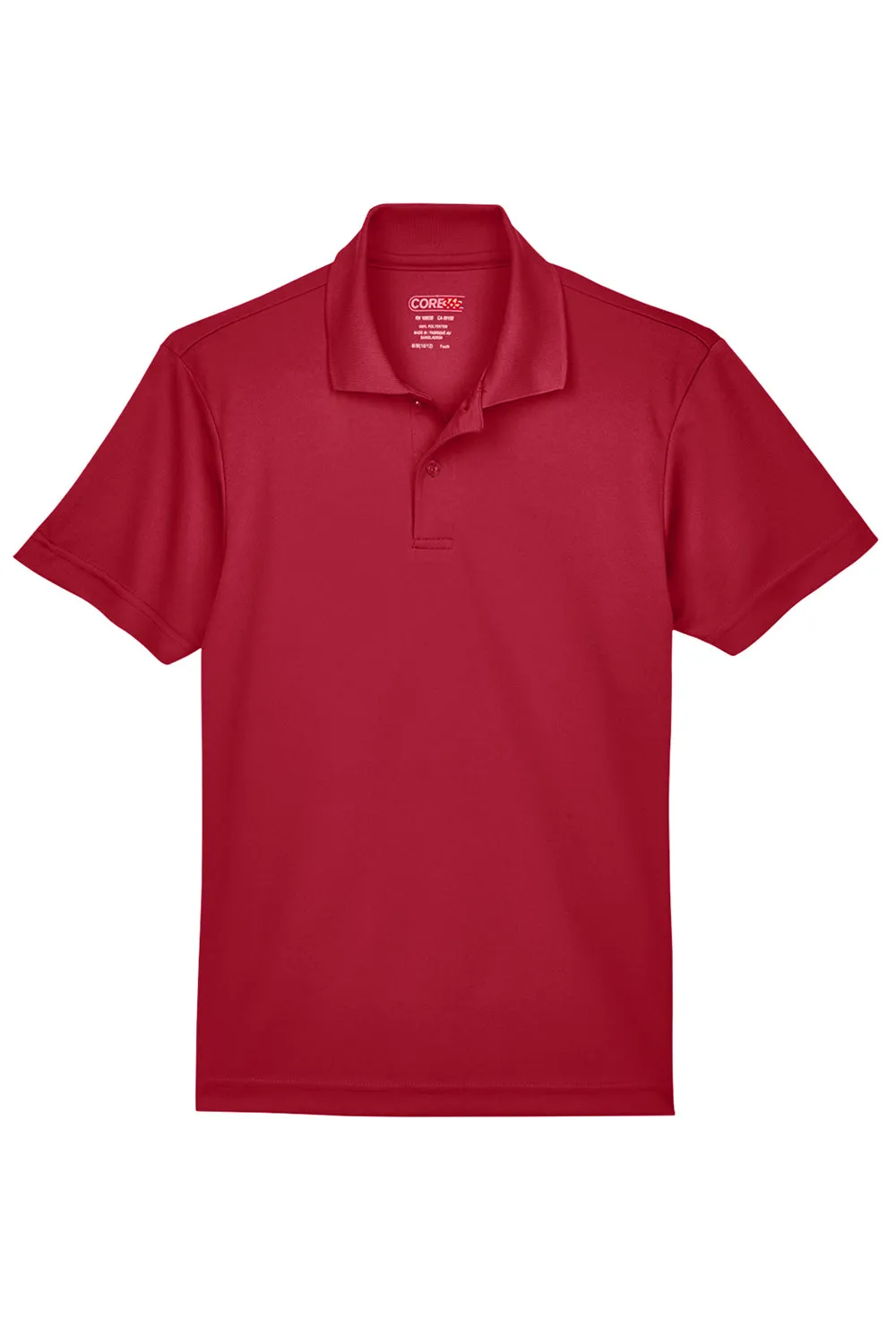 Core 365 Youth Origin Performance Moisture Wicking Short Sleeve Polo Shirt - Classic Red
