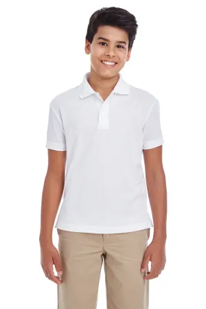 Core 365 Youth Origin Performance Moisture Wicking Short Sleeve Polo Shirt - White