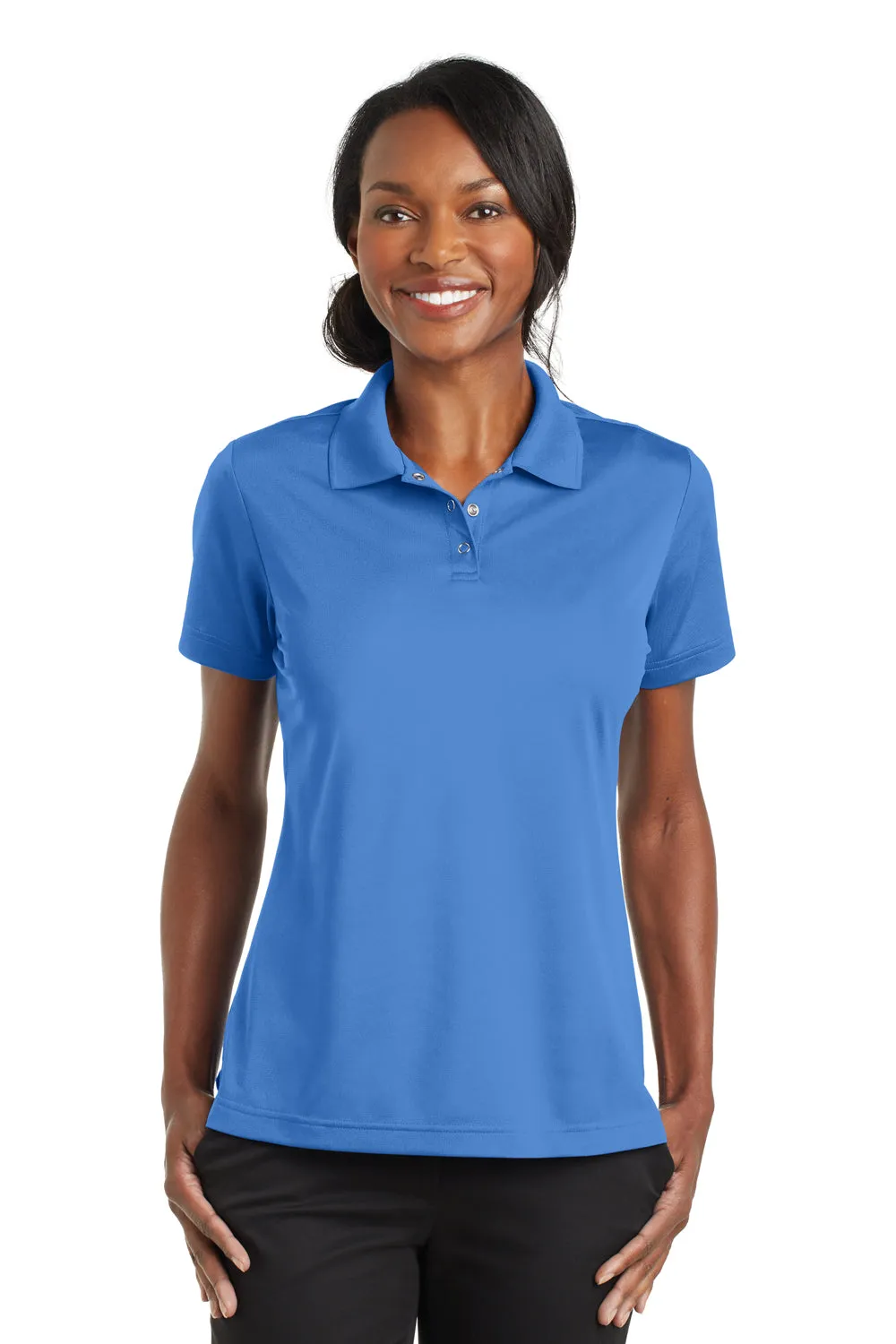 CornerStone Womens Gripper Moisture Wicking Short Sleeve Polo Shirt - Lake Blue - Closeout
