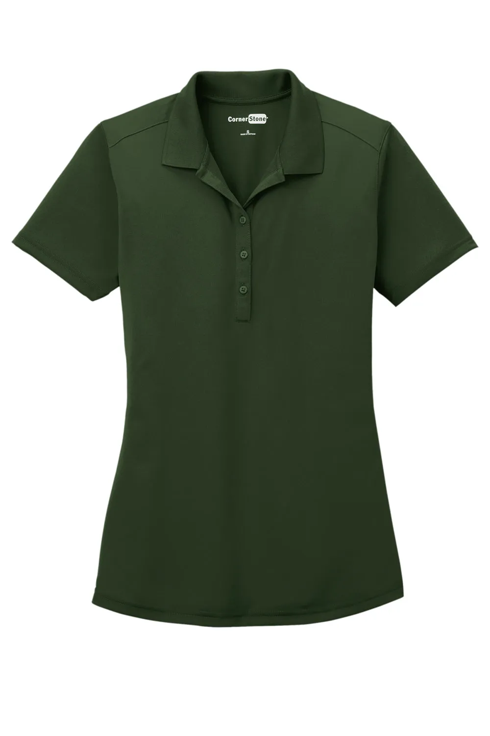 CornerStone Womens Select Moisture Wicking Short Sleeve Polo Shirt - Dark Green
