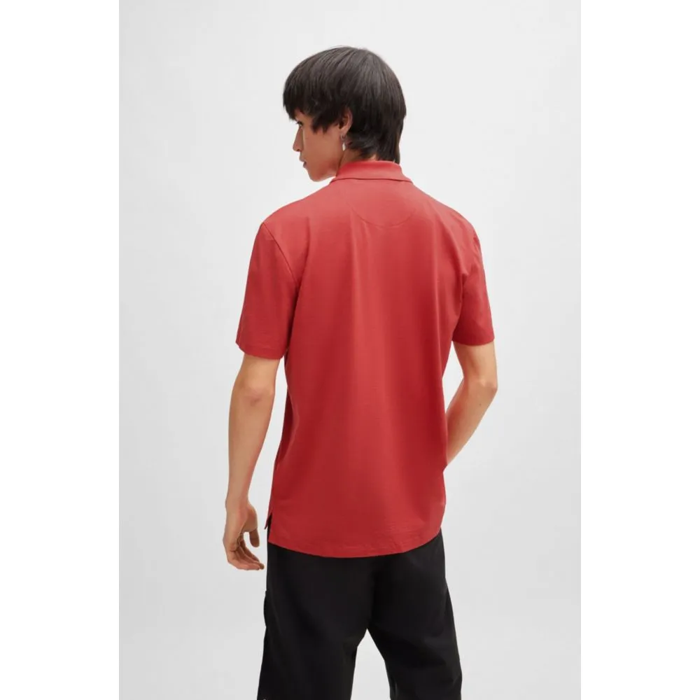 Cotton-blend polo shirt with zip placket