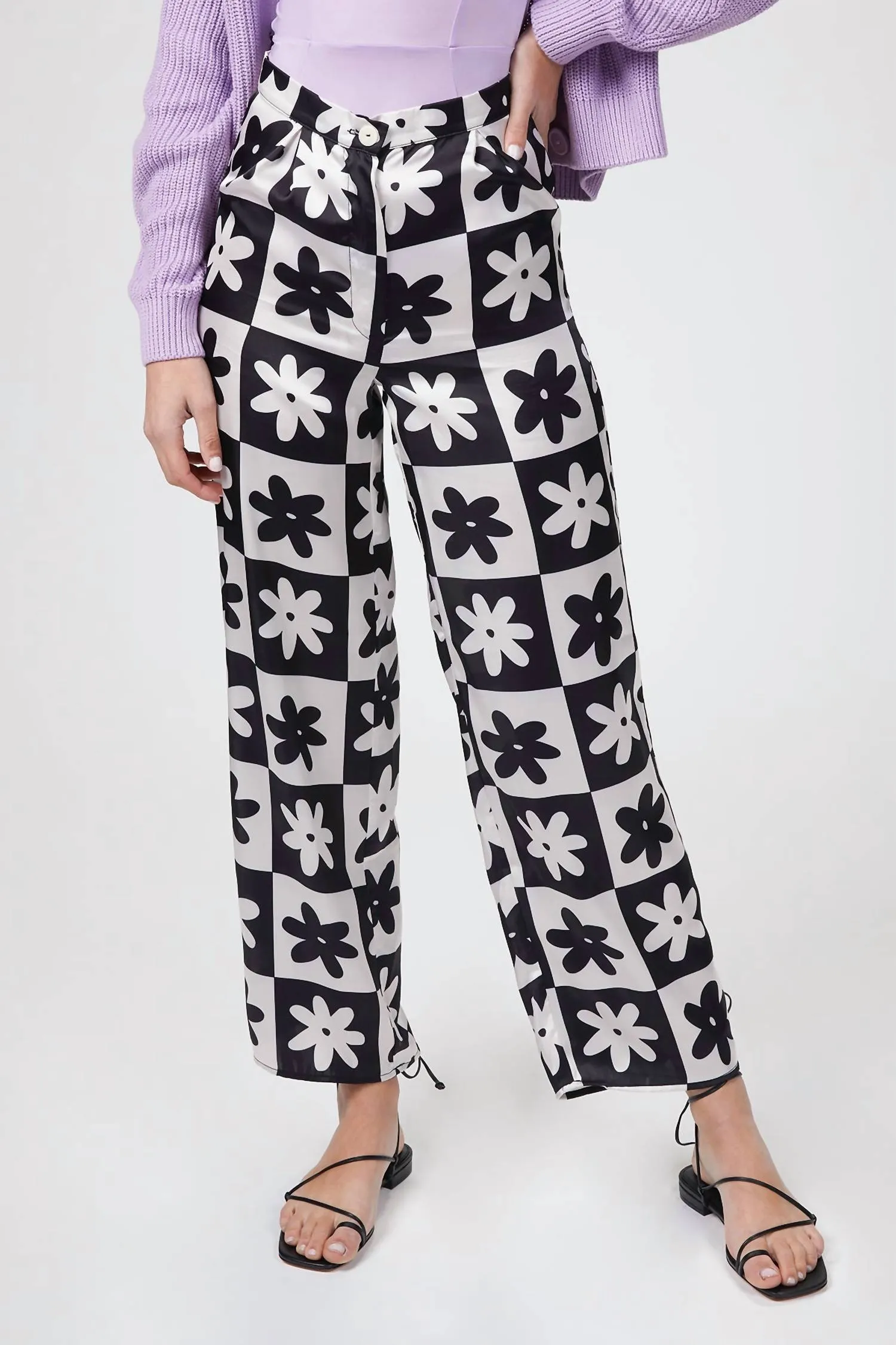 Courtney Wide Leg Pant In Black/white