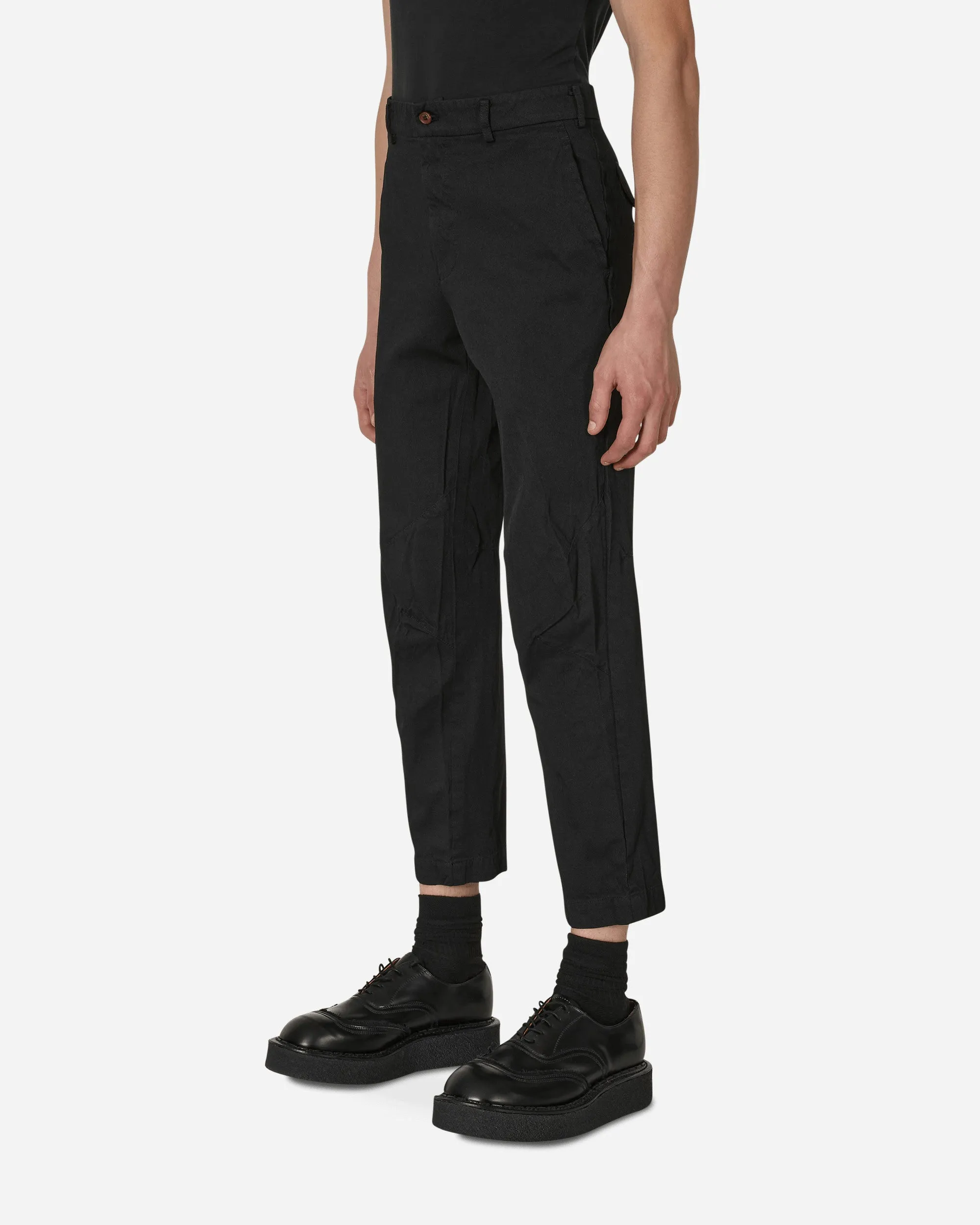 Crumpled Polyester Pants Black