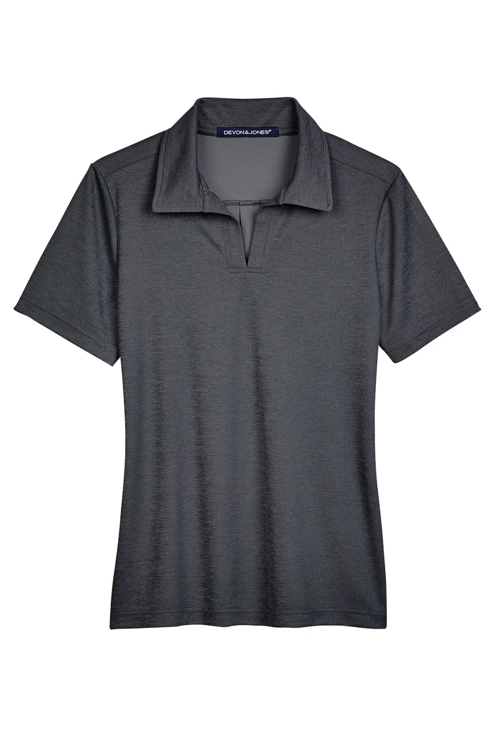Devon & Jones Womens CrownLux Address Melange Performance Moisture Wicking Short Sleeve Polo Shirt - Heather Black
