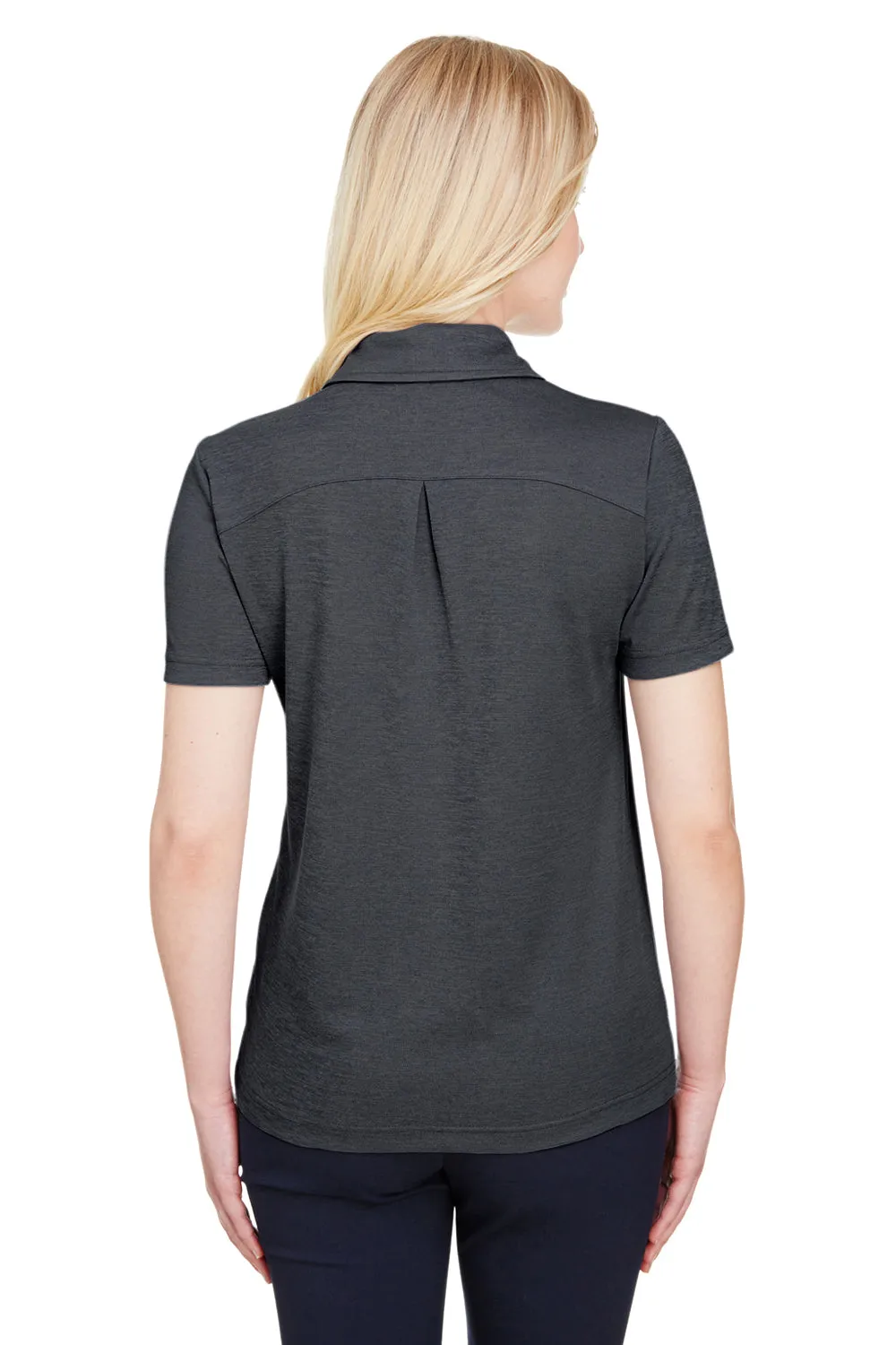 Devon & Jones Womens CrownLux Address Melange Performance Moisture Wicking Short Sleeve Polo Shirt - Heather Black