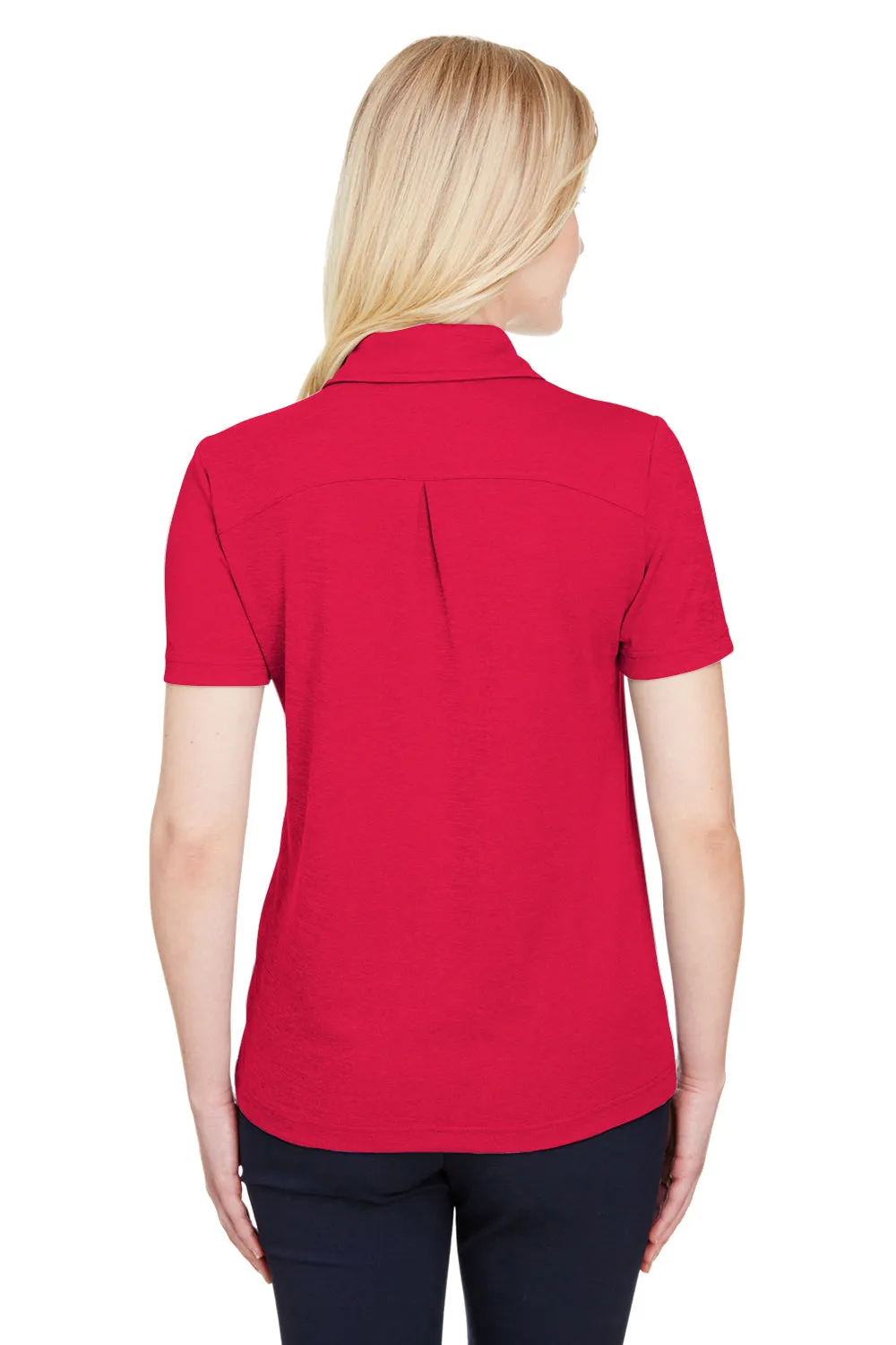 Devon & Jones Womens CrownLux Address Melange Performance Moisture Wicking Short Sleeve Polo Shirt - Heather Red