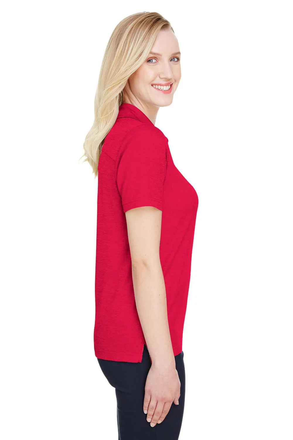 Devon & Jones Womens CrownLux Address Melange Performance Moisture Wicking Short Sleeve Polo Shirt - Heather Red