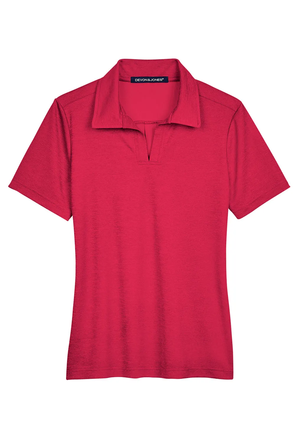 Devon & Jones Womens CrownLux Address Melange Performance Moisture Wicking Short Sleeve Polo Shirt - Heather Red