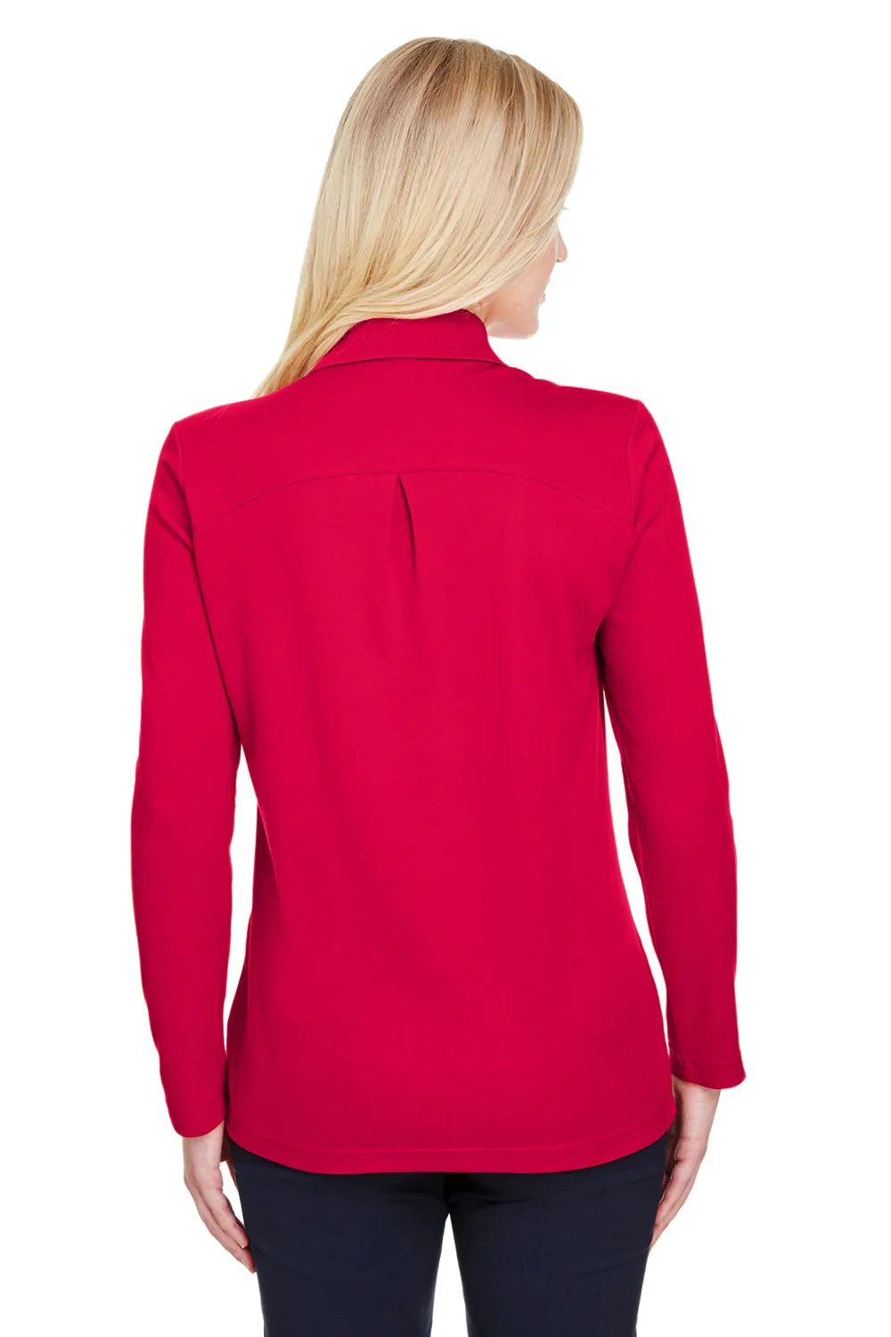 Devon & Jones Womens CrownLux Performance Moisture Wicking Long Sleeve Polo Shirt - Red
